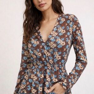 Free People Western Floral Wool Cashmere Long Sleeve